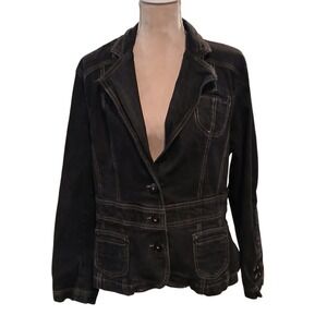 Riders Copper Women's Dark Wash Denim Blazer Jacket XXL Jean Jean Jacket Black